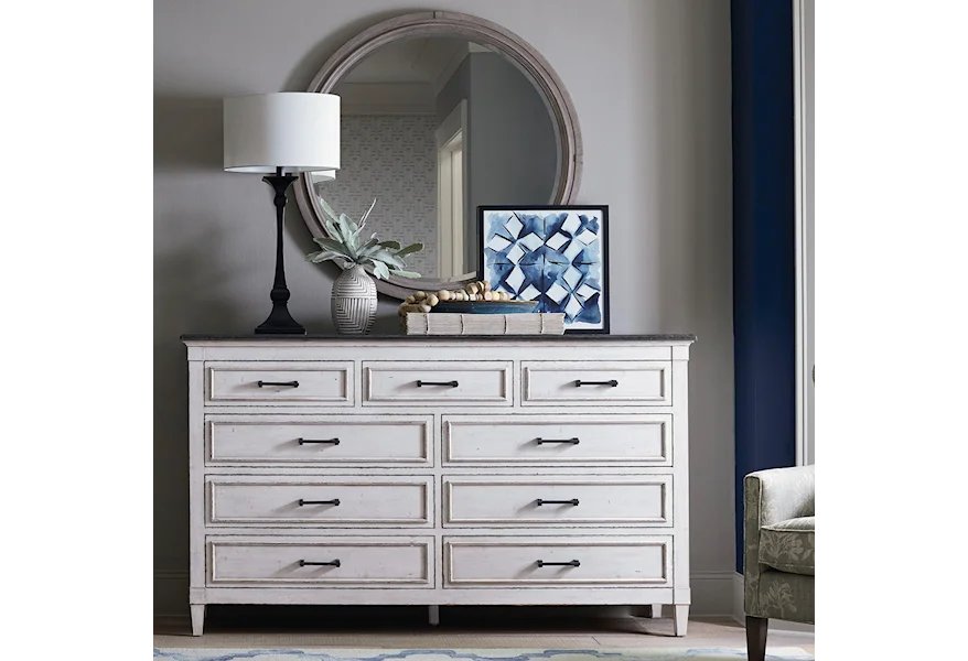 Bella Dresser and Mirror Set by Bassett at Esprit Decor Home Furnishings